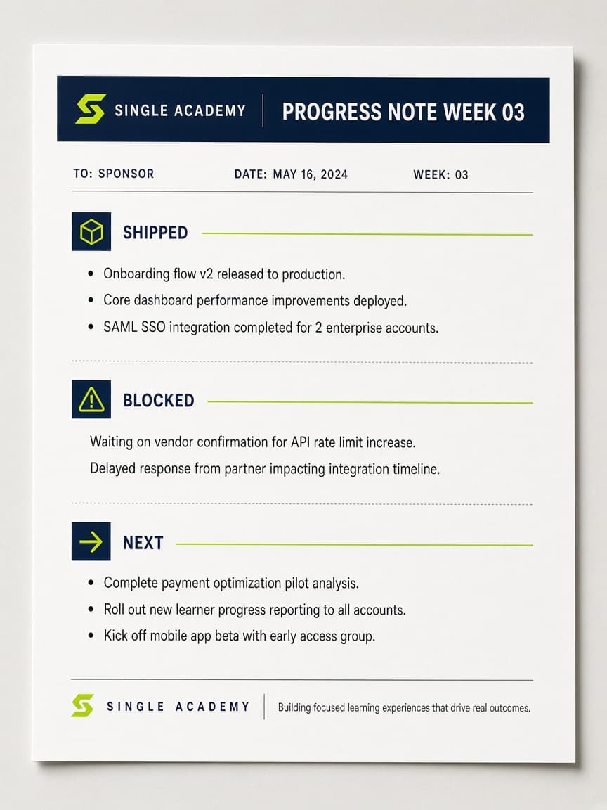 Printed company update template